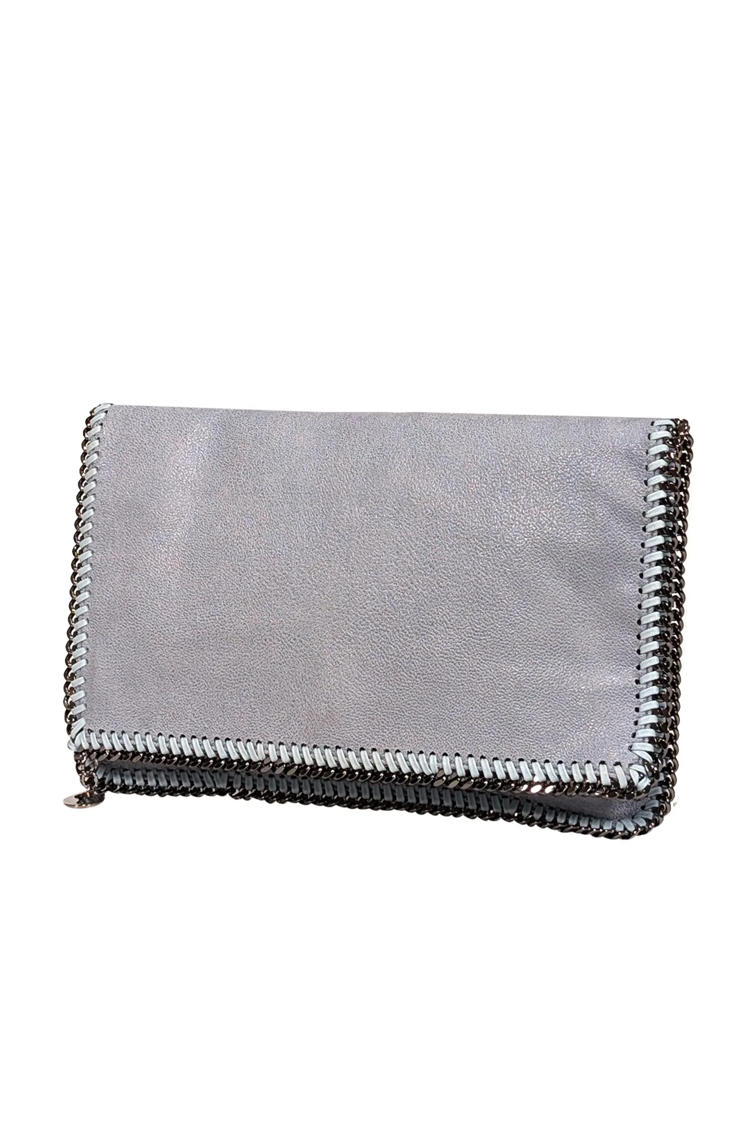 Stella McCartney - Pale Blue Vegetarian Suede Falabella Fold Over Clutch