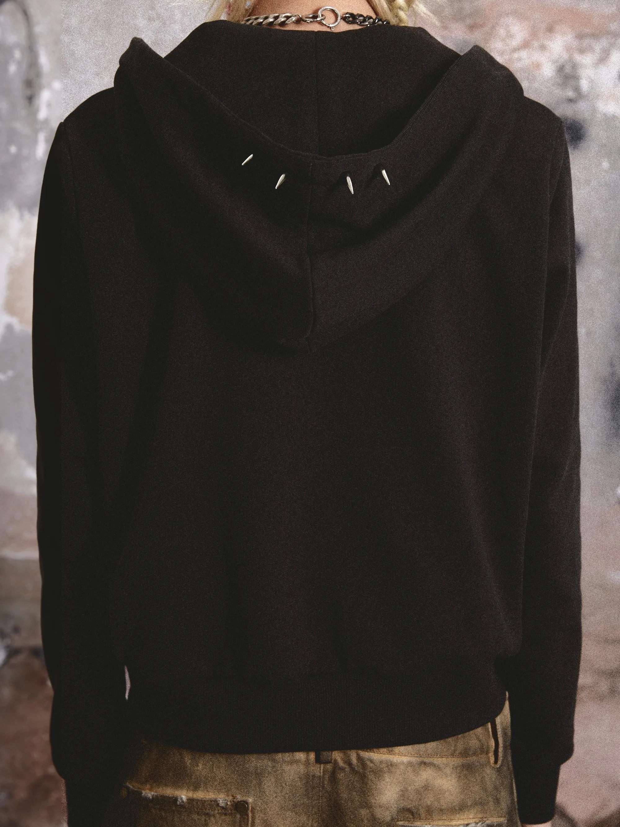 Street Rivet Print ZIP-Up Hoodie