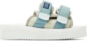 Suicoke Off-White & Blue MOTO-PO Sandals