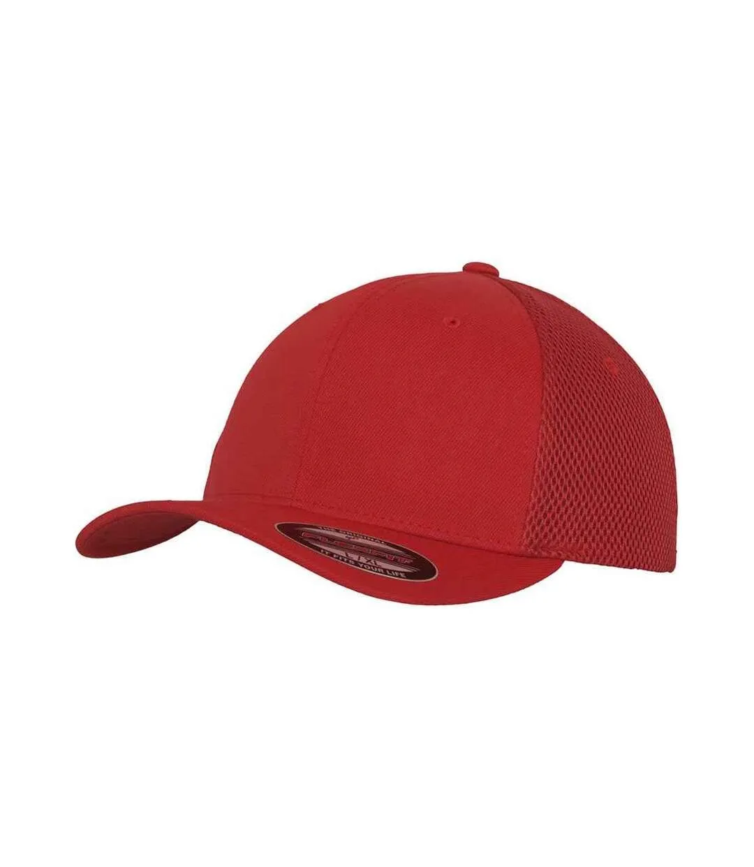 Tactel mesh panel baseball cap red Flexfit