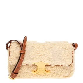 Tan Calfskin Cream Shearling Claude Shoulder Bag