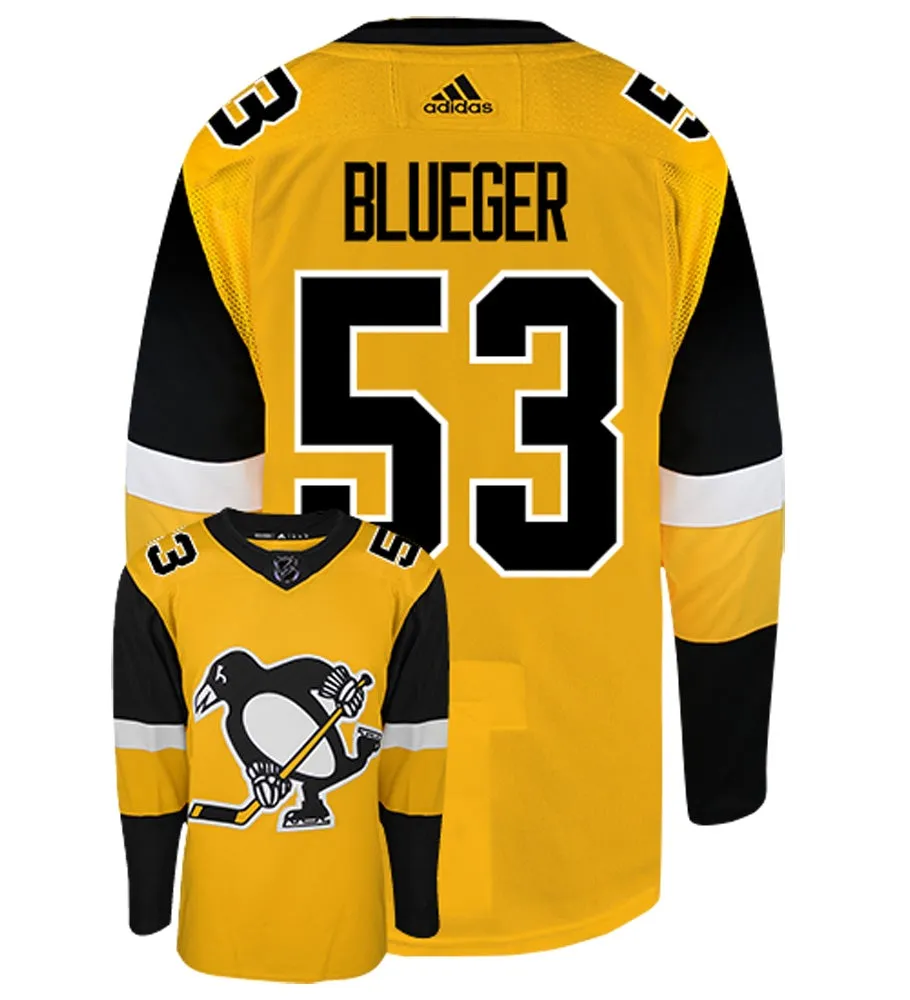 Teddy Blueger Pittsburgh Penguins Adidas Authentic Third NHL Hockey Jersey     