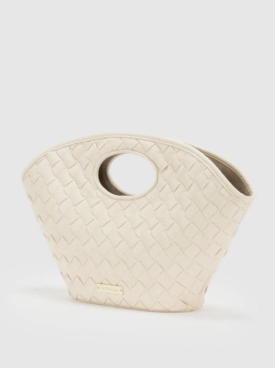 The Wolf Gang Daphne Woven Clutch in Ivory