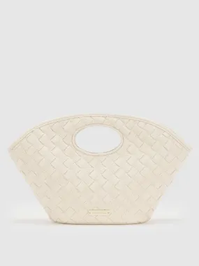 The Wolf Gang Daphne Woven Clutch in Ivory