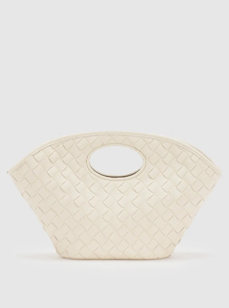 The Wolf Gang Daphne Woven Clutch in Ivory