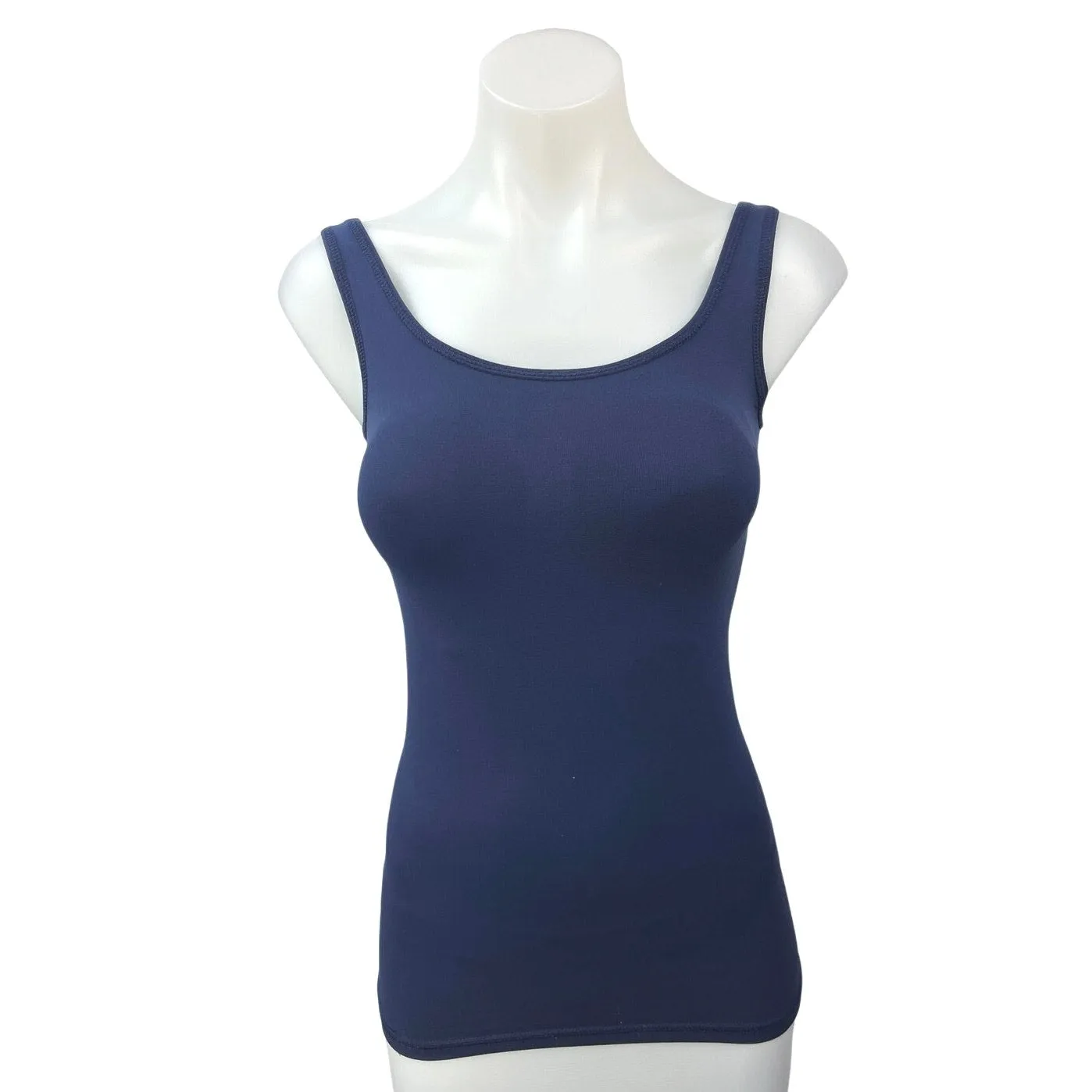 Theory Women's Blue Scoop Neck Sleeveless Stretch Knit Slim Fit Tank Top Size S