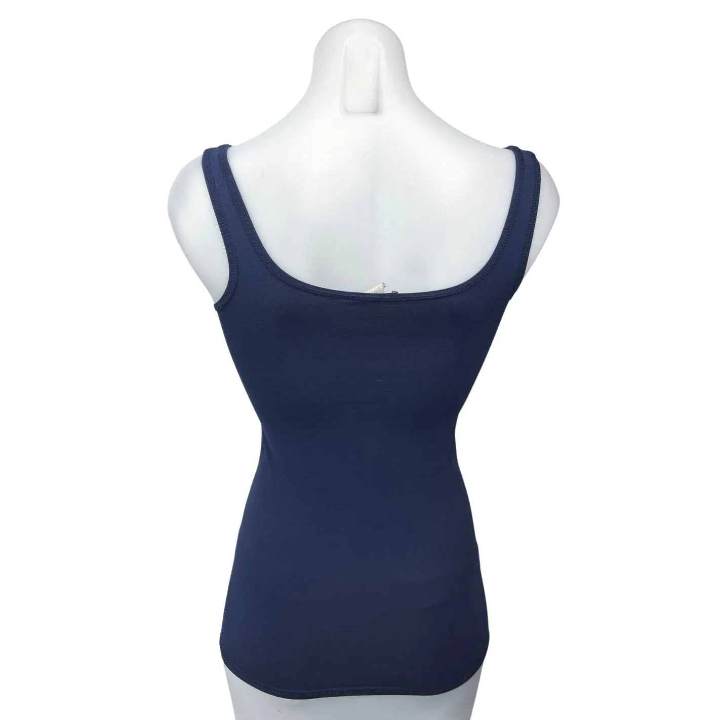 Theory Women's Blue Scoop Neck Sleeveless Stretch Knit Slim Fit Tank Top Size S