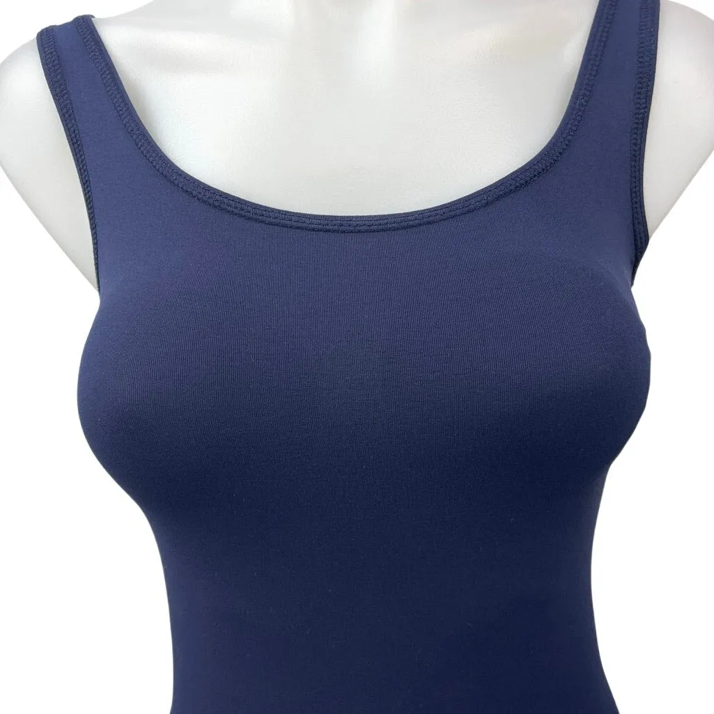 Theory Women's Blue Scoop Neck Sleeveless Stretch Knit Slim Fit Tank Top Size S