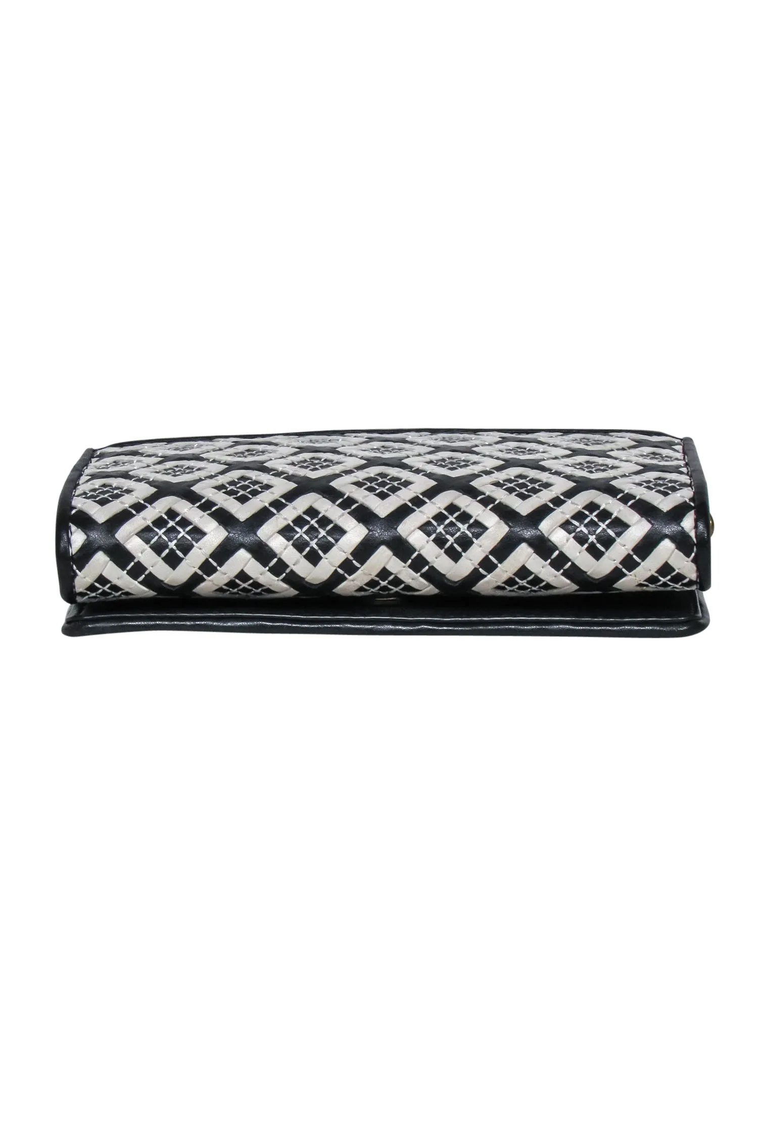 Tory Burch - Black & Cream Leather Diamond Print Crossbody Bag