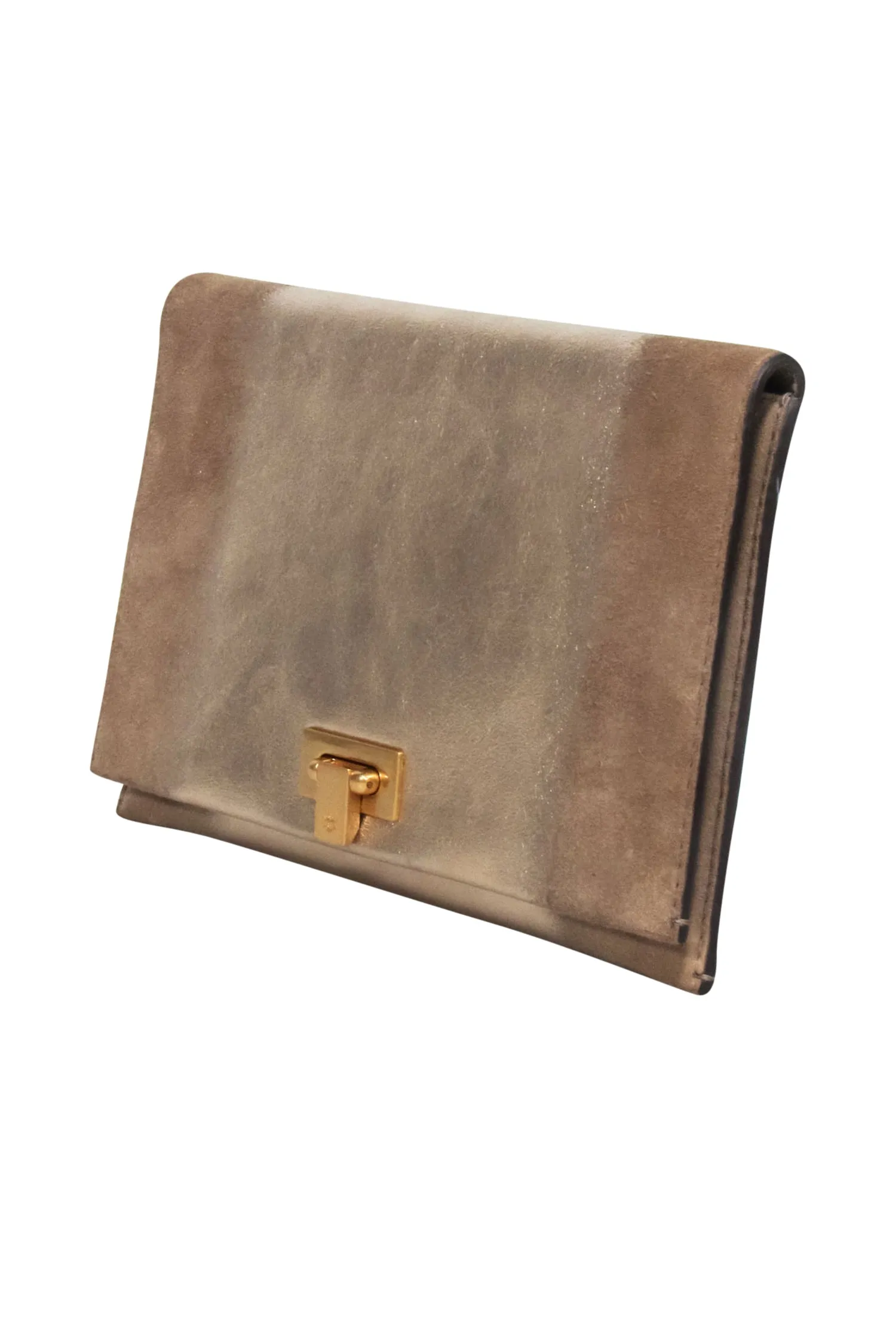 Tory Burch - Gold & Beige Leather & Suede Fold Over Clutch