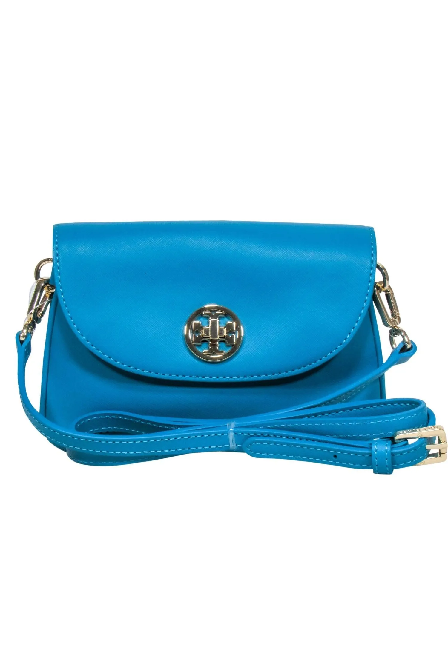 Tory Burch - Teal Blue Saffiano Leather Mini Crossbody Bag