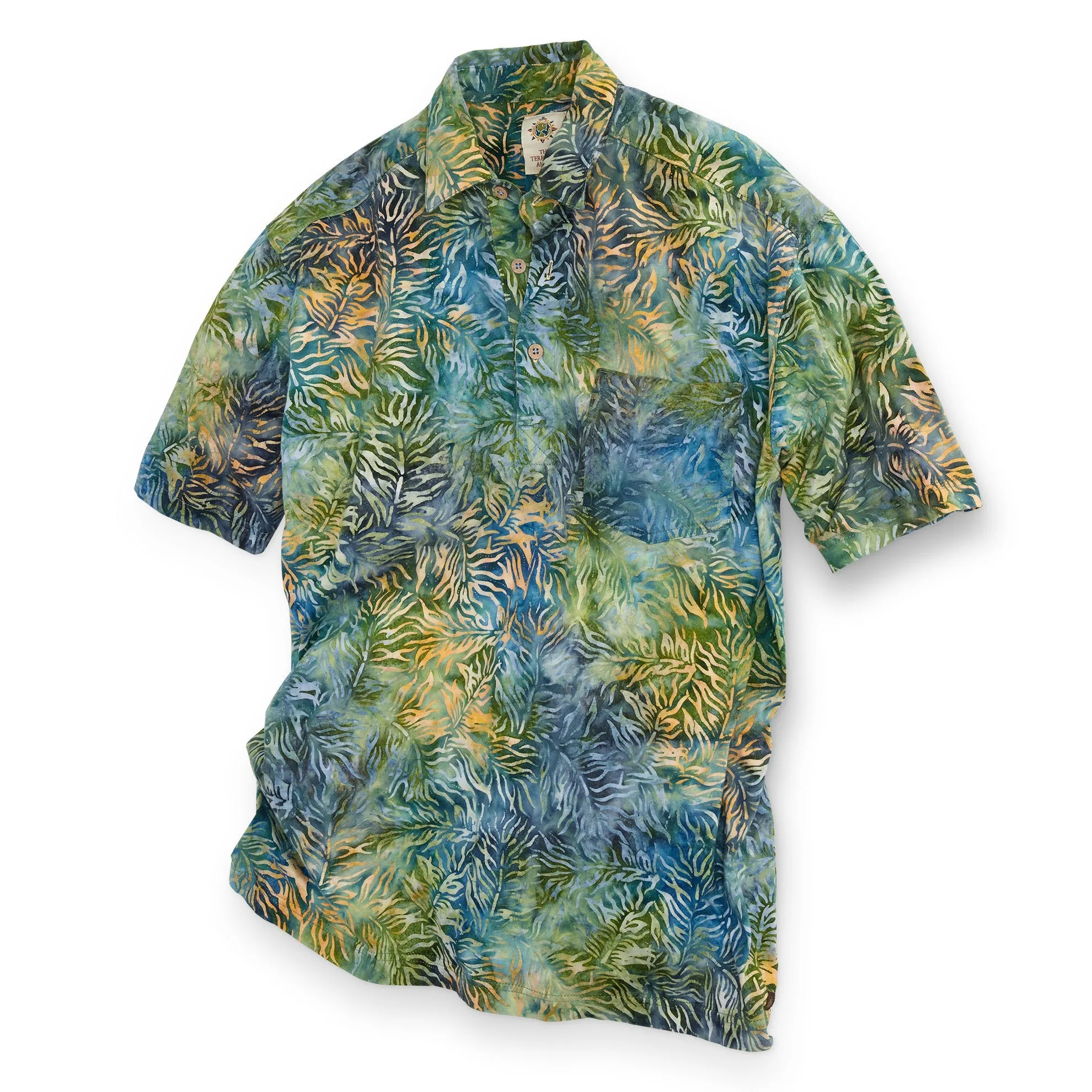 Tropic Leaf Batik Print Polo