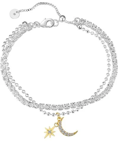 Unwritten Cubic Zirconia Star Moon Tennis and Ball Bracelet