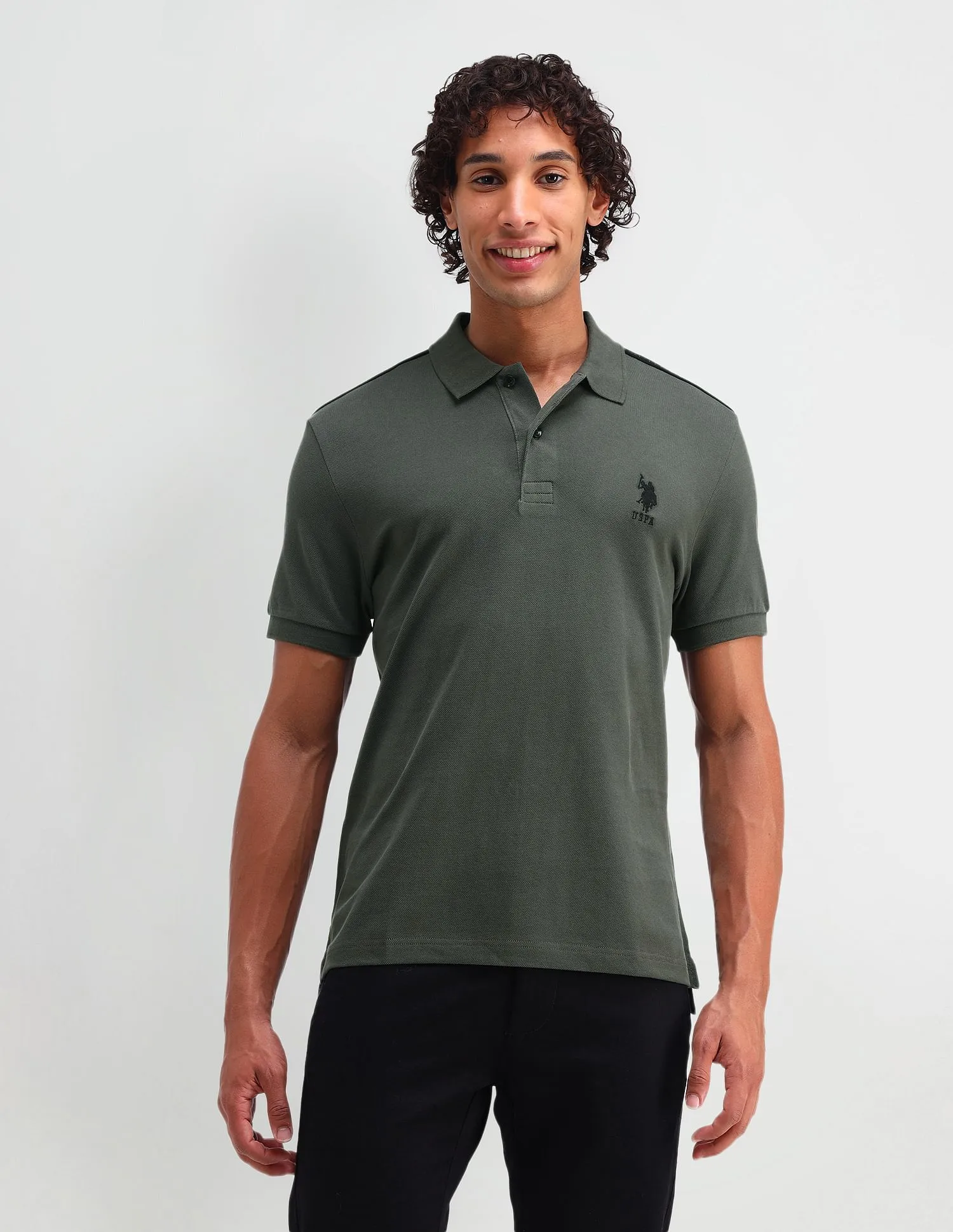 U.S. Polo Assn. Denim Co. Solid Cotton Muscle Fit Polo Shirt