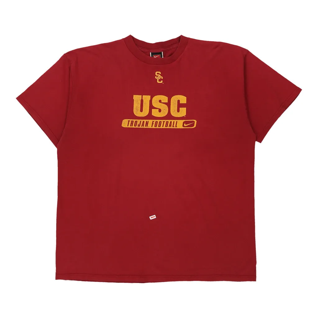 USC Trojan Football Nike College T-Shirt - XL Burgundy Cotton