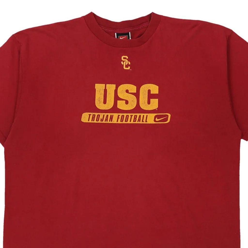 USC Trojan Football Nike College T-Shirt - XL Burgundy Cotton