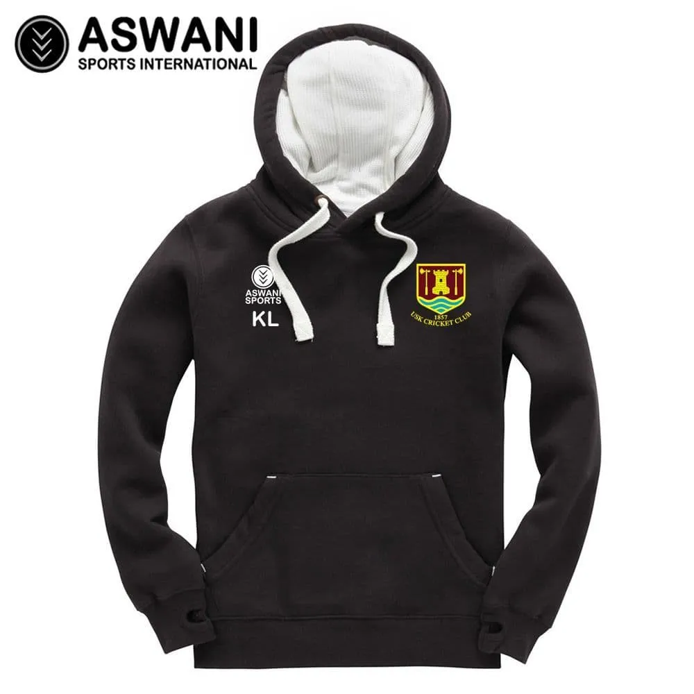 Usk Cricket Club Ladies Premium Contrast Hoodie