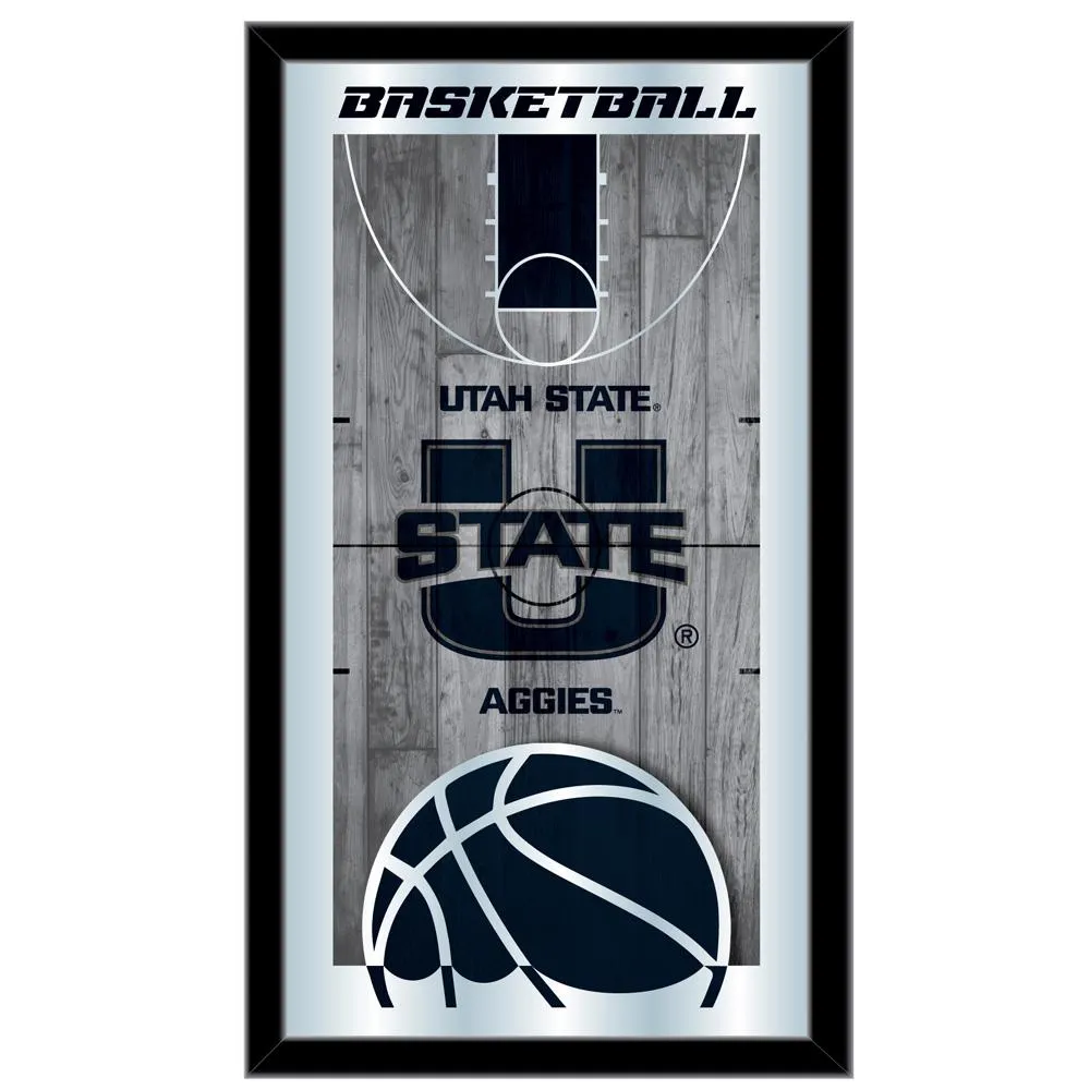 Utah State Aggies HBS Basketball Framed Hanging Glass Wall Mirror (26x15)