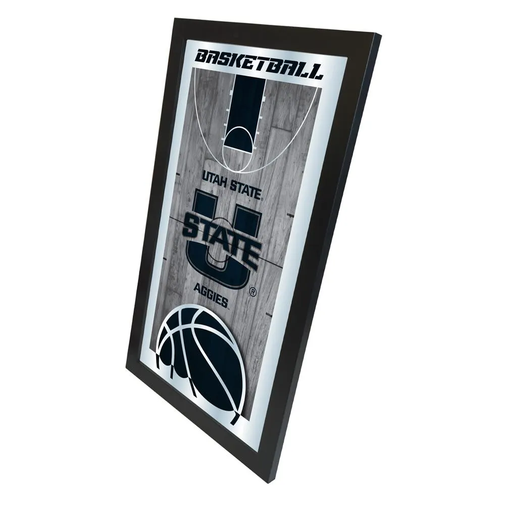 Utah State Aggies HBS Basketball Framed Hanging Glass Wall Mirror (26x15)