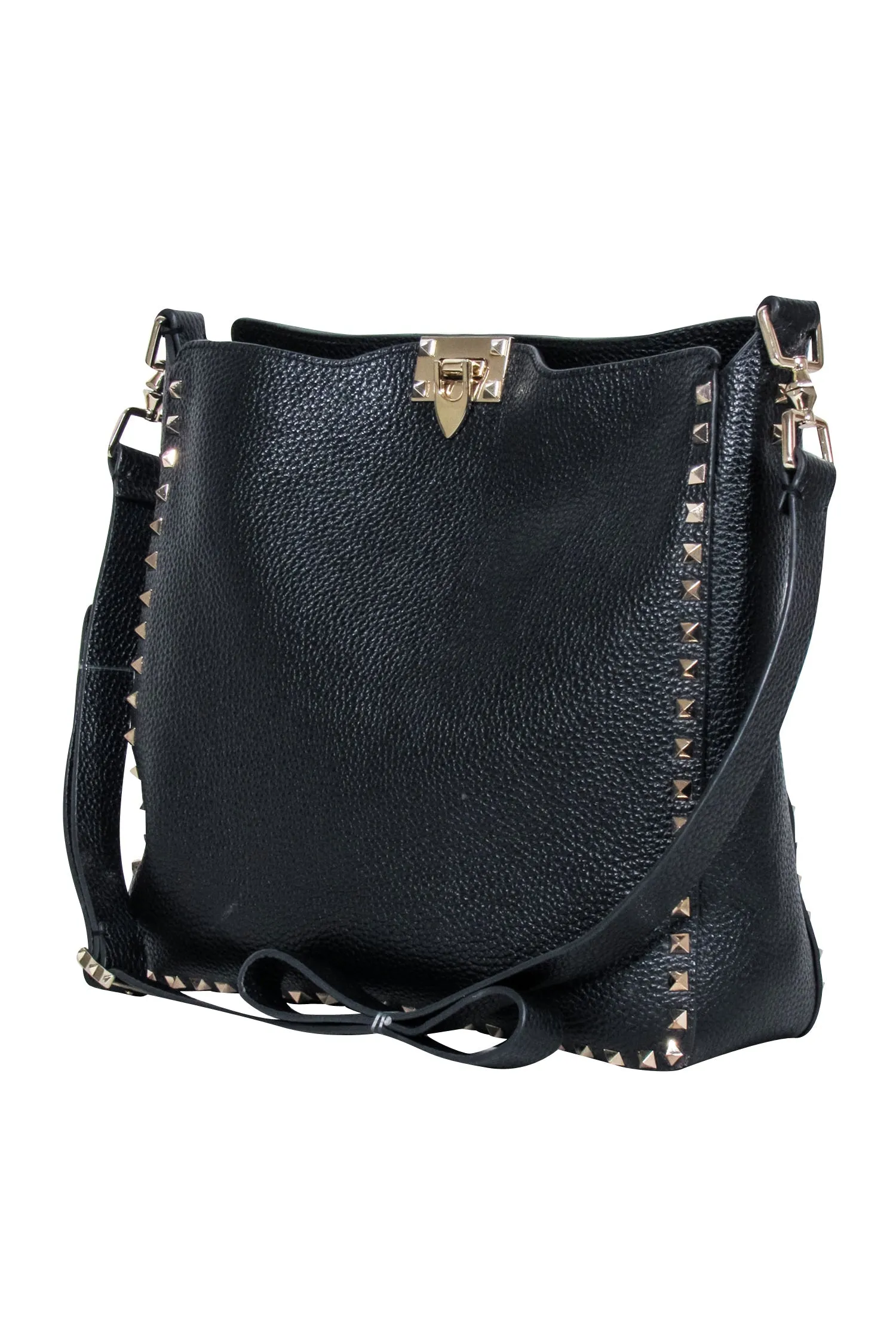 Valentino - Black Pebbled Leather Rockstud Crossbody Bag