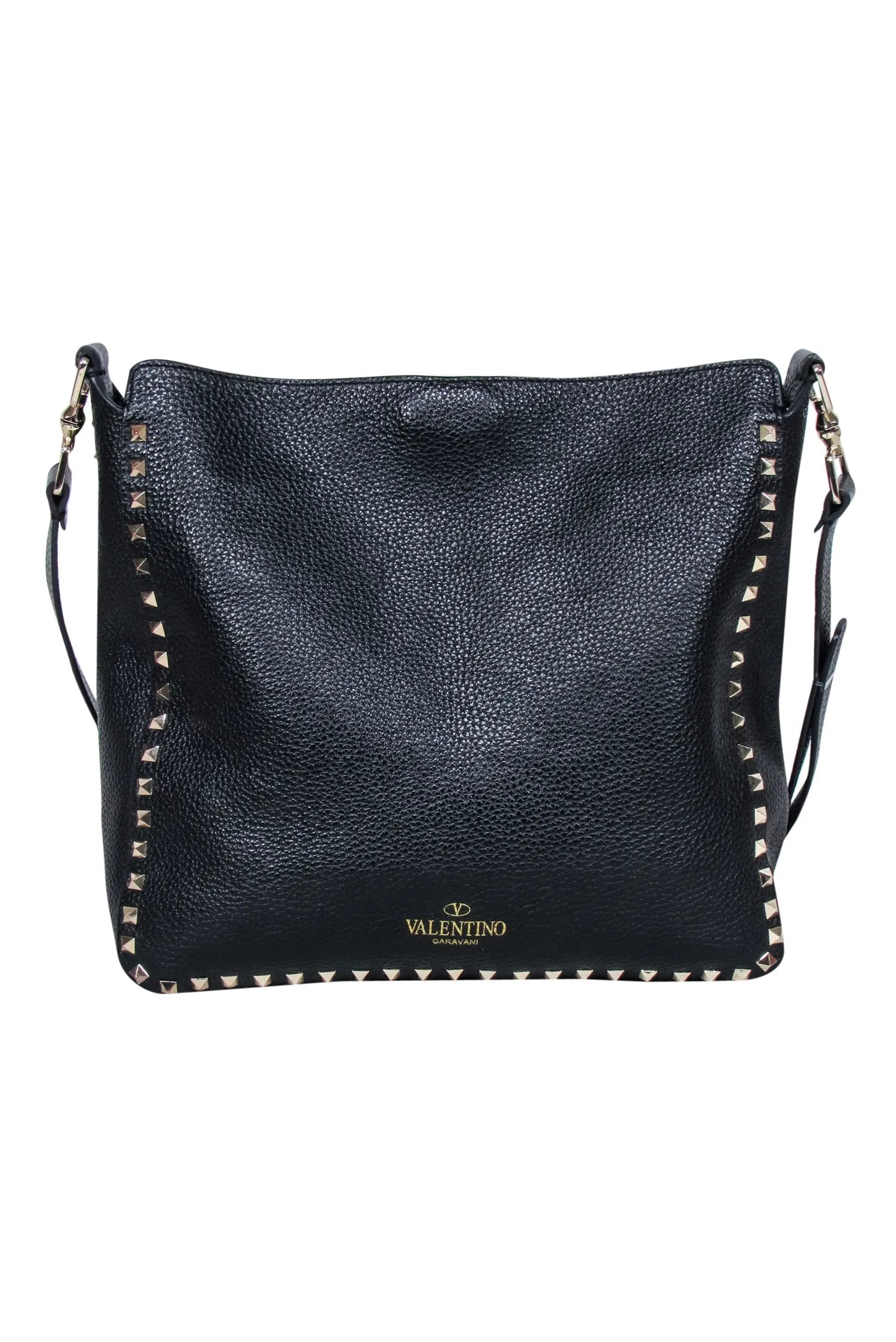 Valentino - Black Pebbled Leather Rockstud Crossbody Bag