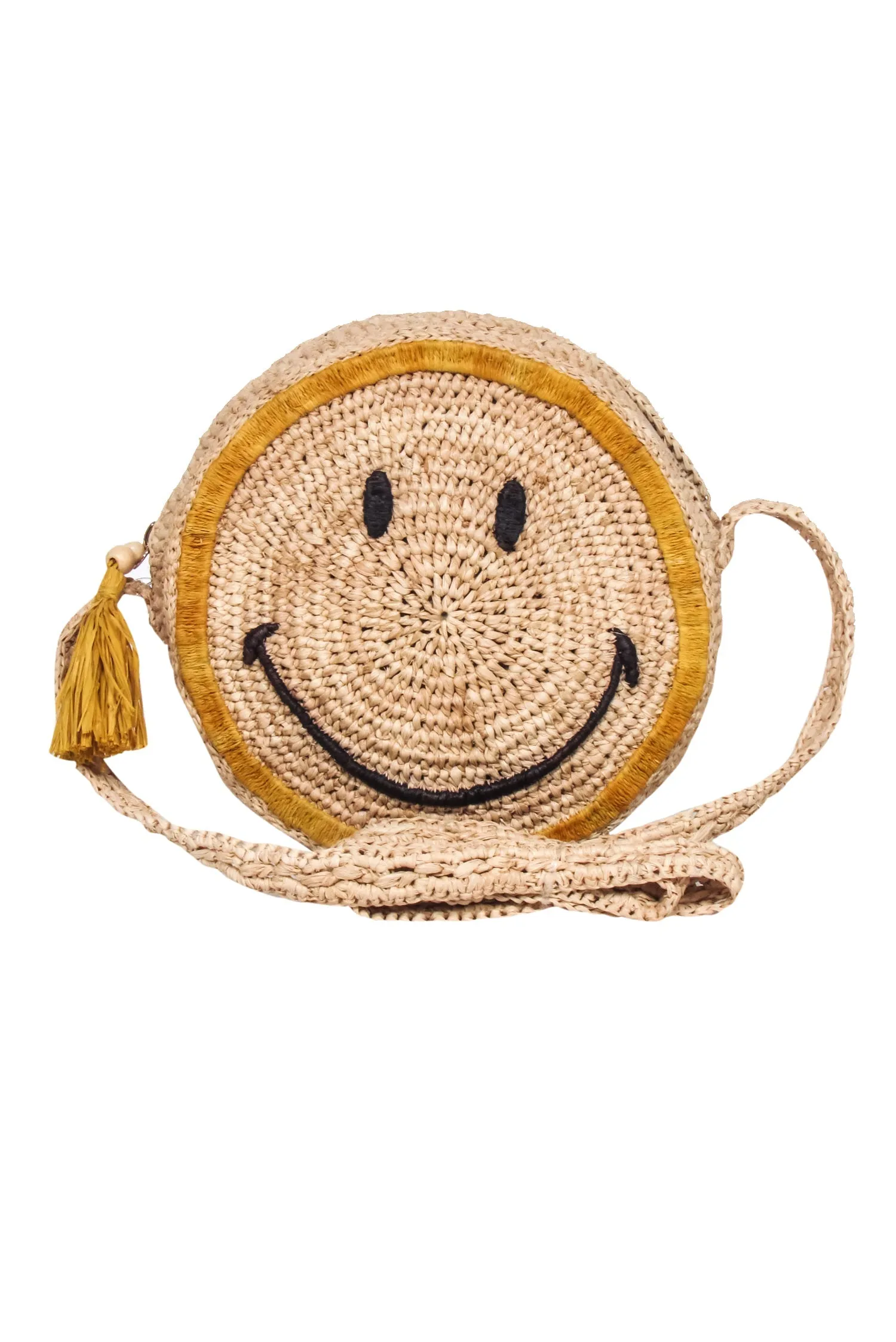 Vanessa Bruno x Smiley - Beige & Yellow Straw Smiley Face Crossbody Bag