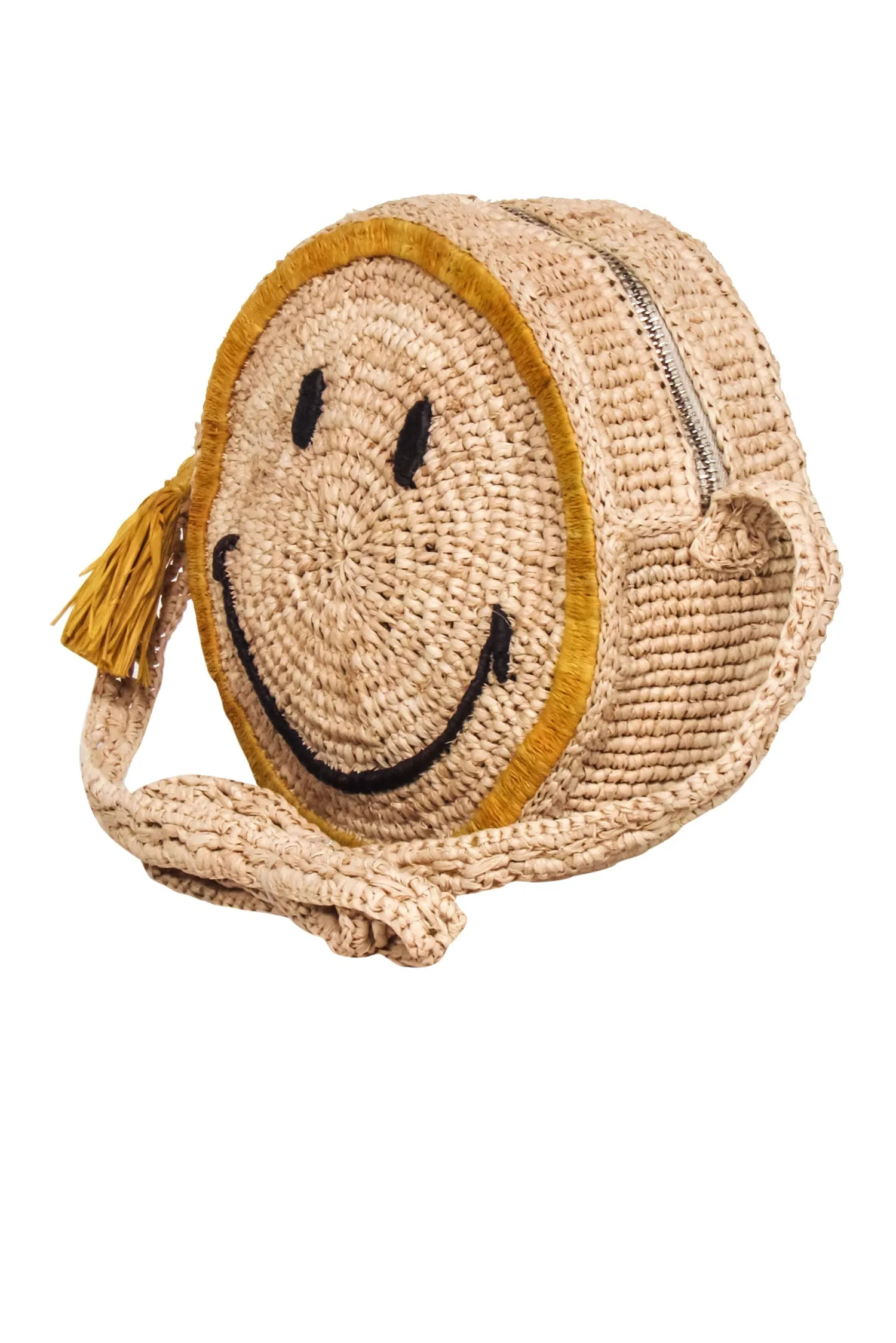 Vanessa Bruno x Smiley - Beige & Yellow Straw Smiley Face Crossbody Bag