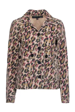 Veronica Beard - Beige Leopard Print Button-Up Mercer Jacket Sz XS