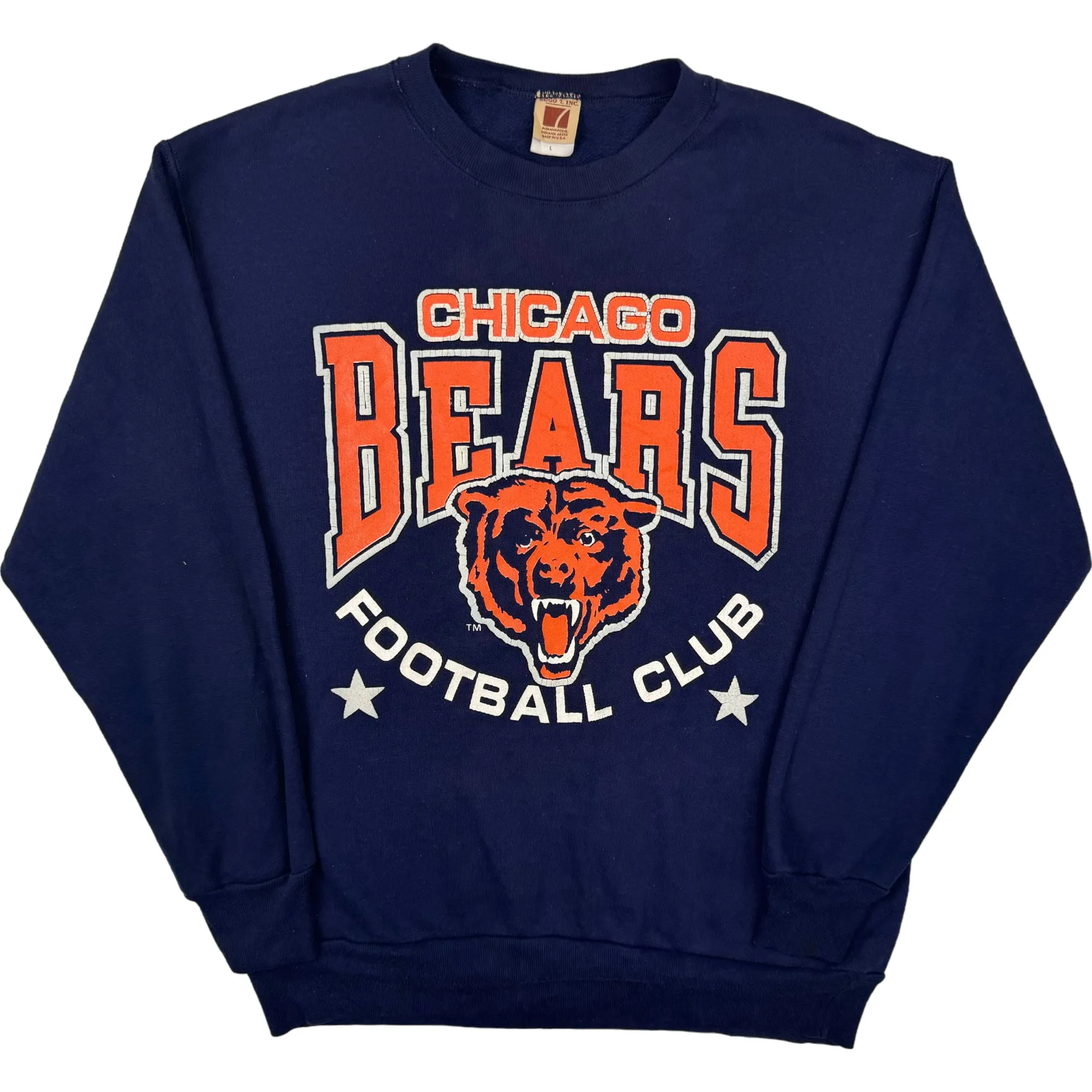 Vintage Logo 7 90's Chicago Bears Football Club NFL Graphic Sweatshirt Navy