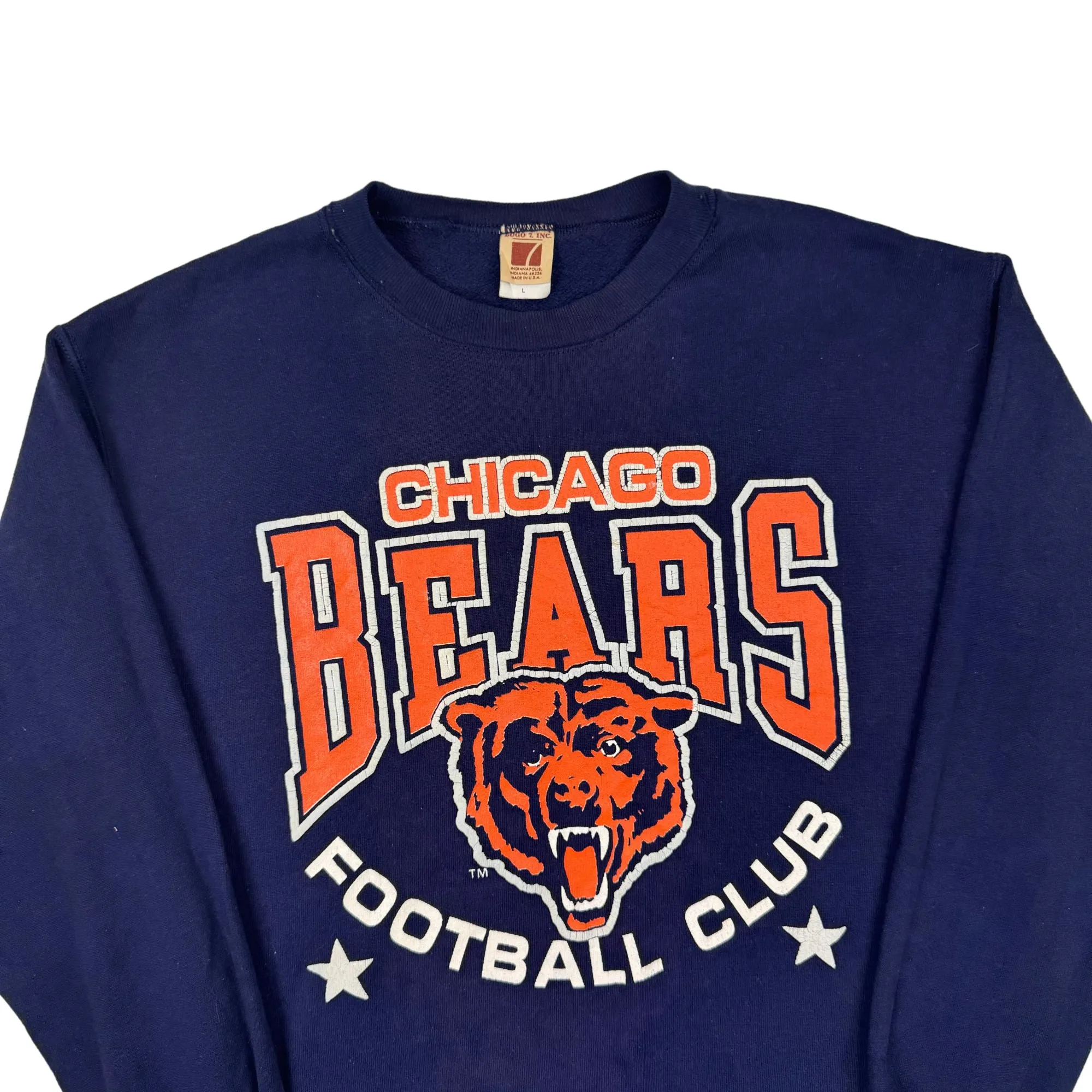 Vintage Logo 7 90's Chicago Bears Football Club NFL Graphic Sweatshirt Navy