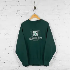 Vintage Michigan State Football Sweatshirt - Green - L