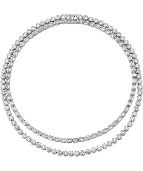 Vrai Celestial Double Strand Tennis Necklace in 14K White Gold