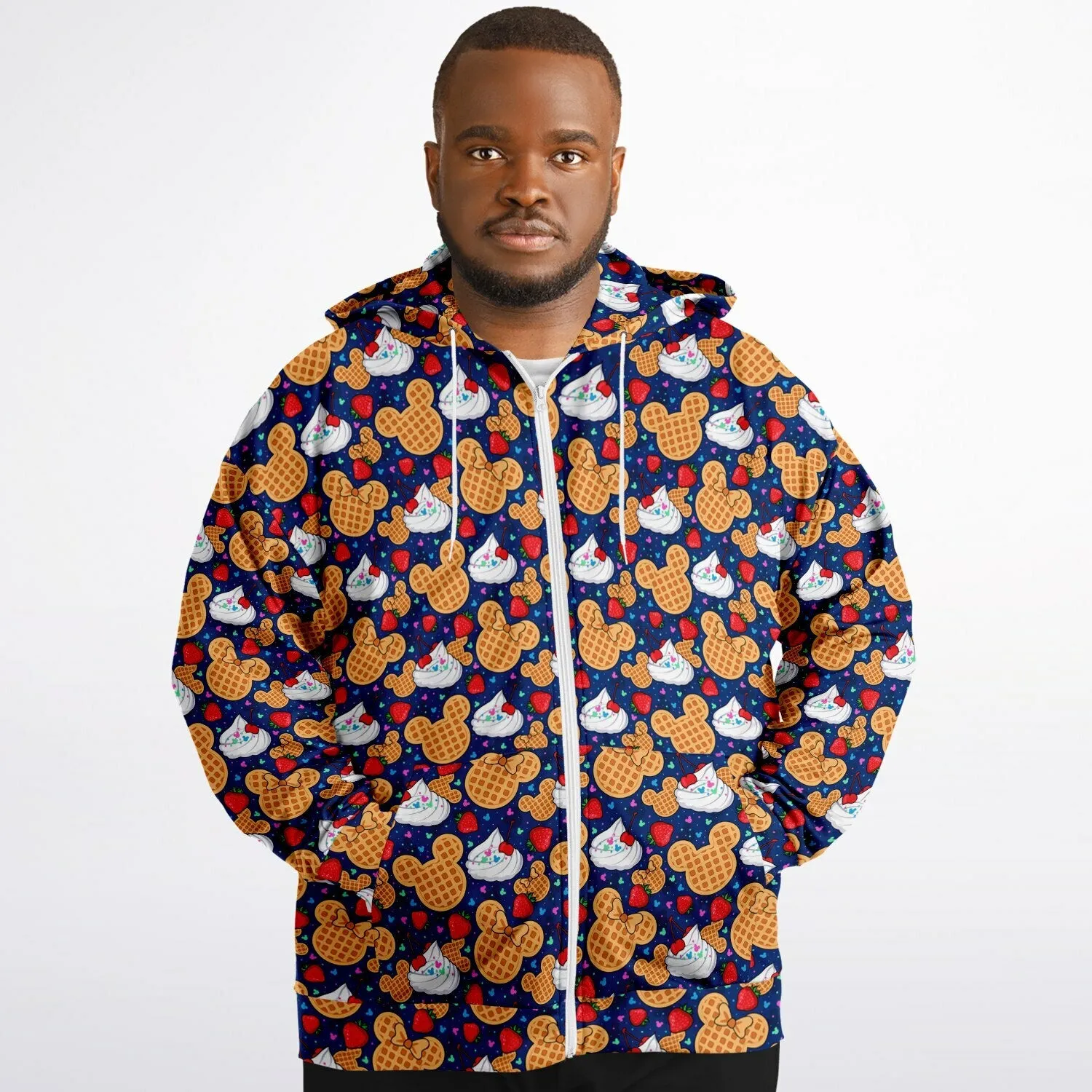 Waffles Plus-size Unisex Zip Hoodie