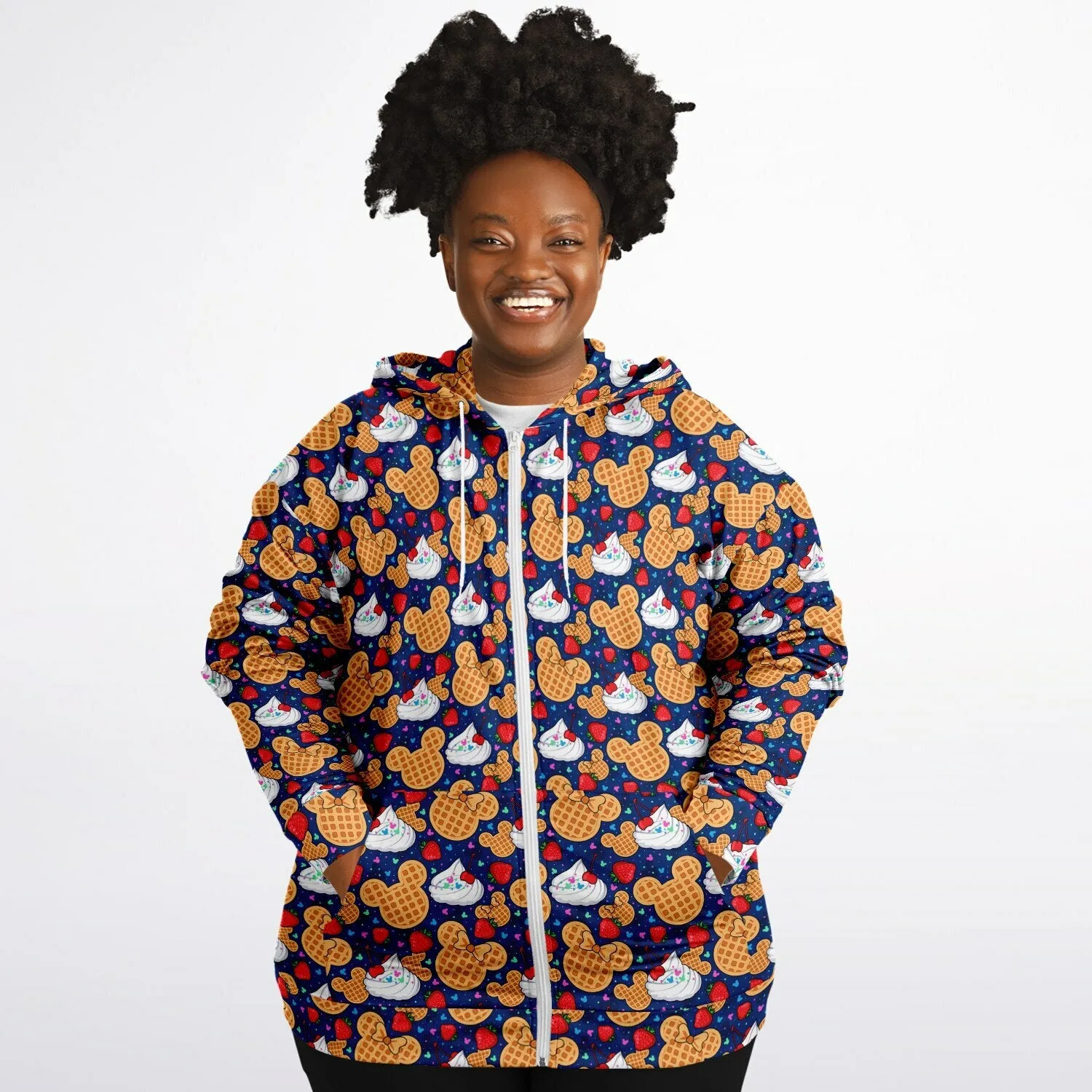 Waffles Plus-size Unisex Zip Hoodie