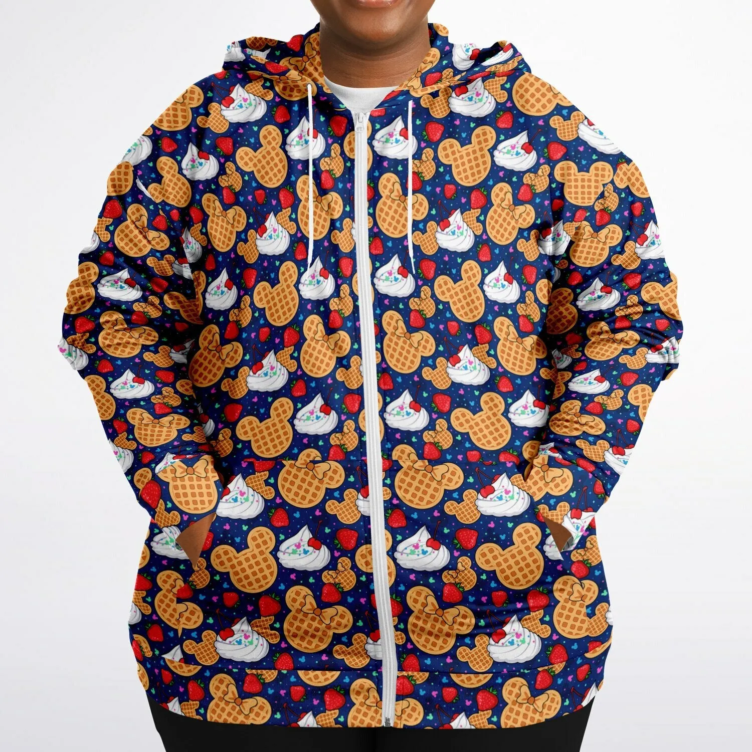 Waffles Plus-size Unisex Zip Hoodie