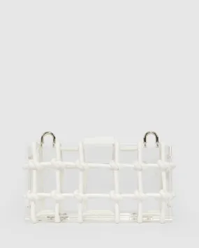 White Ava Rope Hardcase Clutch Bag