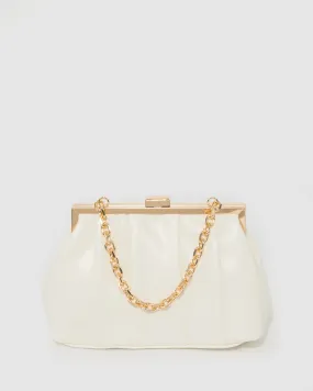 White Madison Frame Clutch Bag