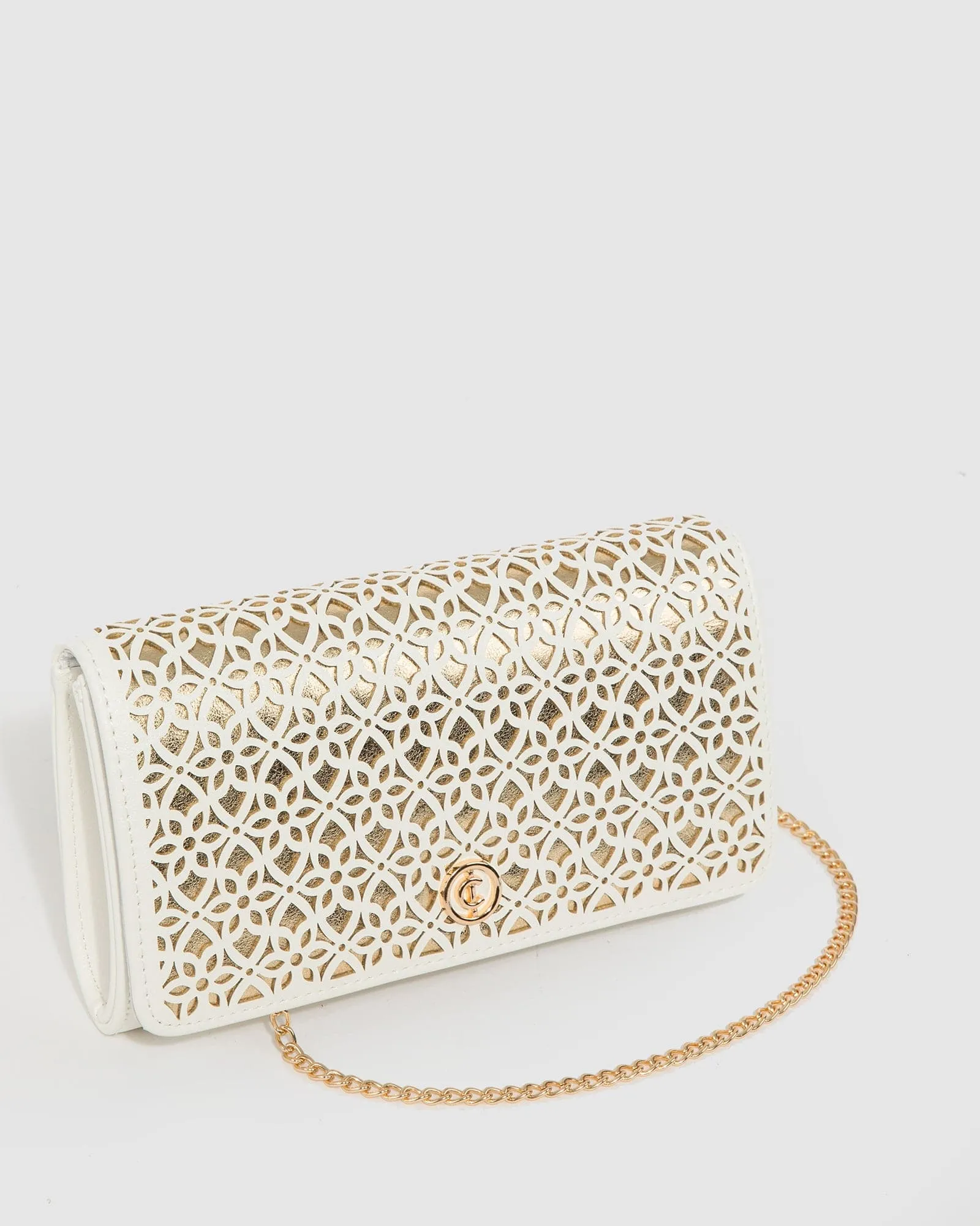 White Meghan Flap Clutch Bag