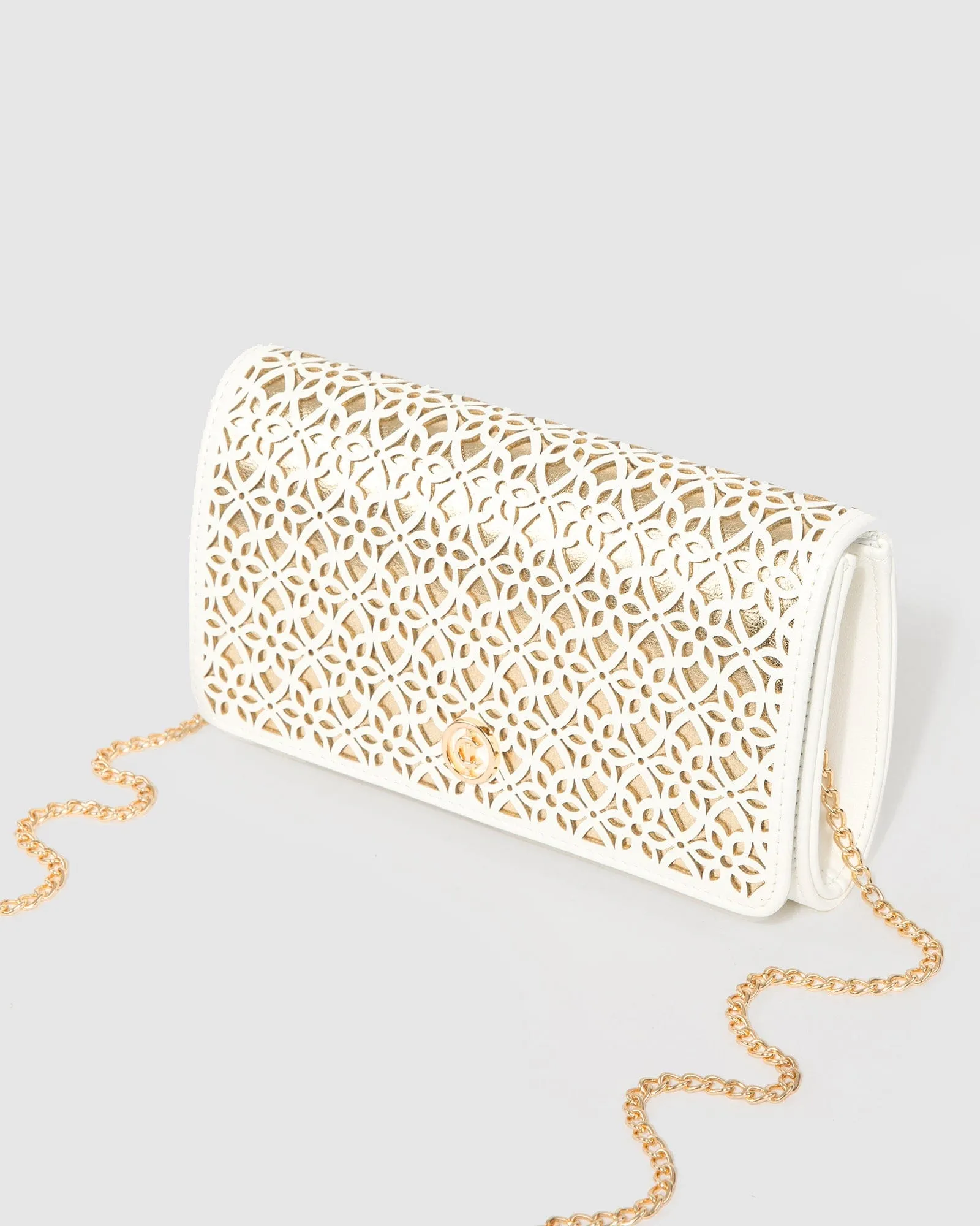 White Meghan Flap Clutch Bag