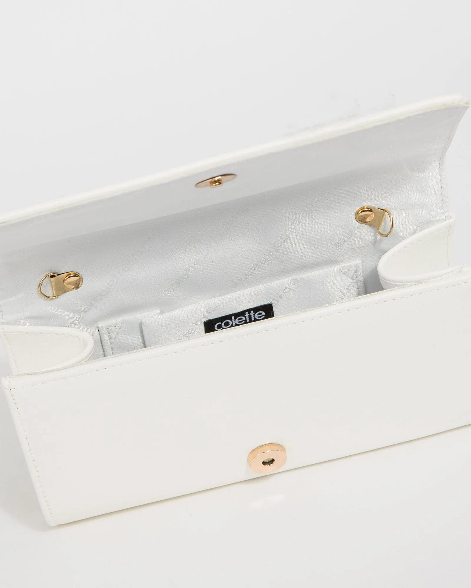 White Meghan Flap Clutch Bag