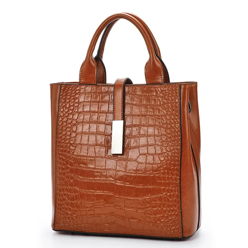 Women's Bucket Style Genuine Leather Small Shoulder Tote Handbag