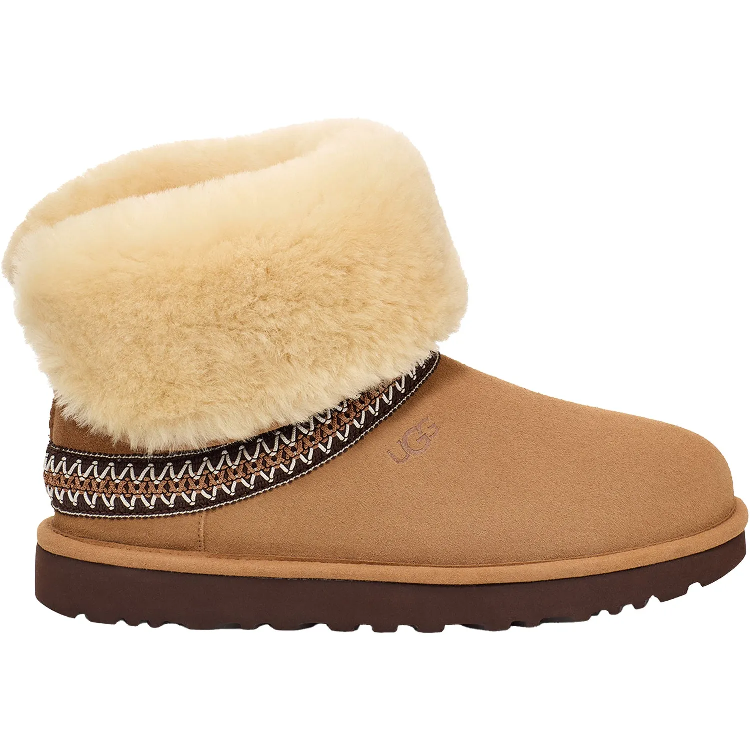 Women's UGG Classic Short Crescent Chestnut Suede