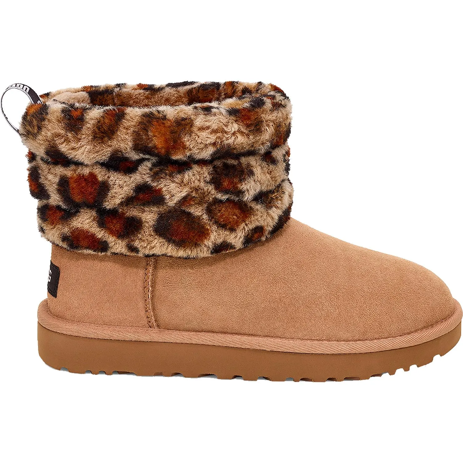 Women's UGG Fluff Mini Quilted Leopard Amphora Sheepskin