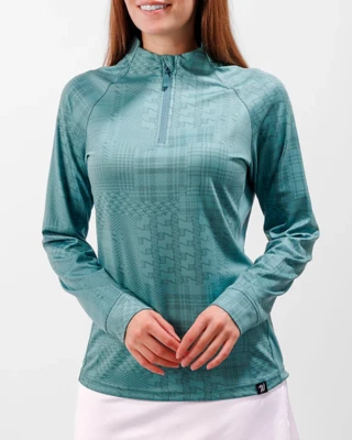 Women's Waggle Golf Houndstooth Long Sleeve 1/4 Zip