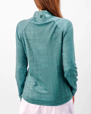 Women's Waggle Golf Houndstooth Long Sleeve 1/4 Zip